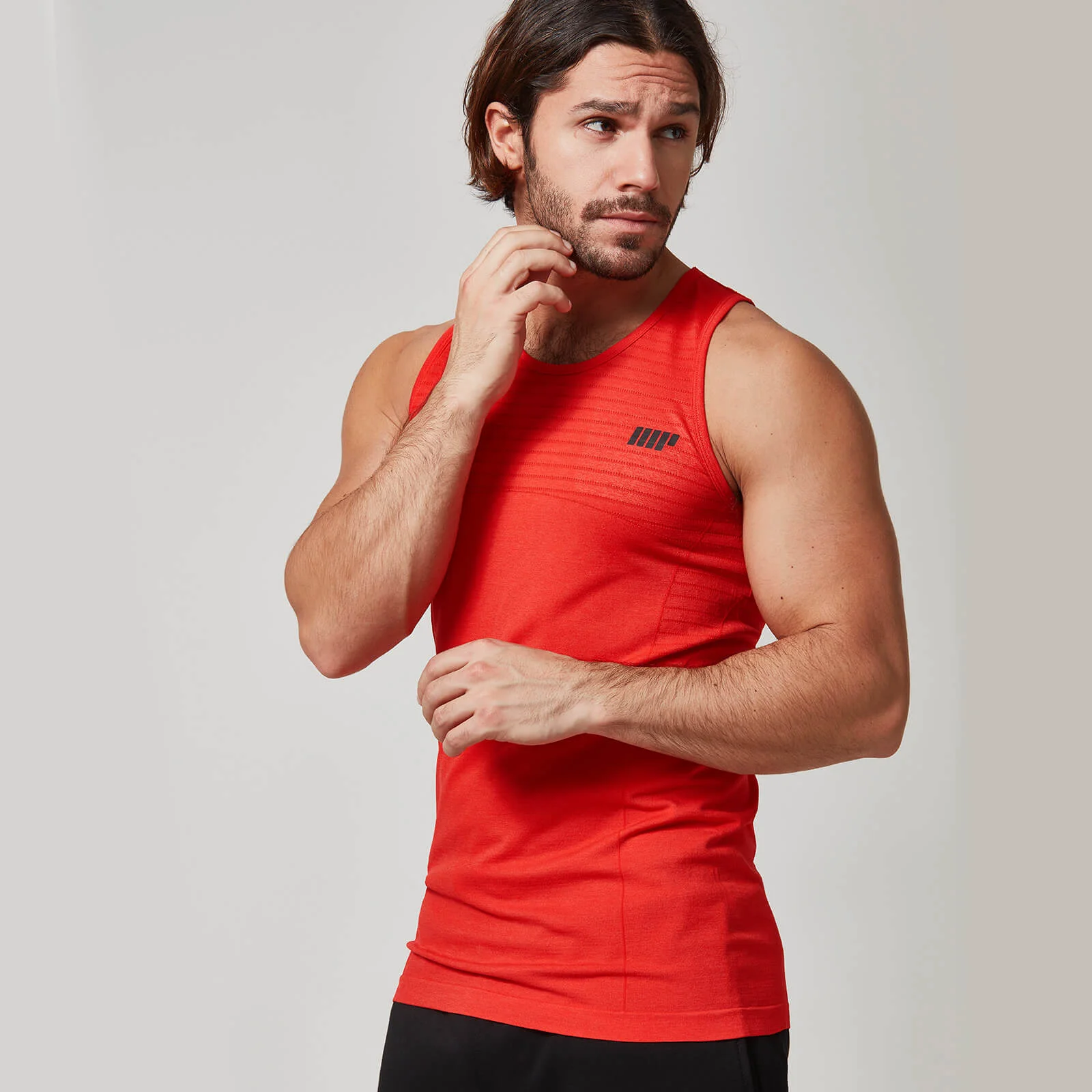 Męski Tank Seamless Myprotein – Black Marl - S - Czerwony Obraz 1