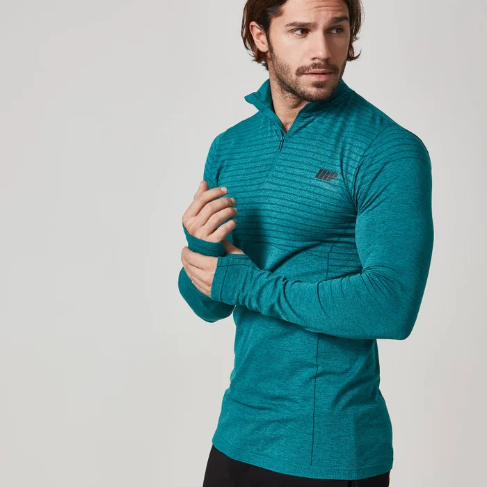 Męska bluzka Seamless Myprotein z zamkiem 1/4 - Black Marl