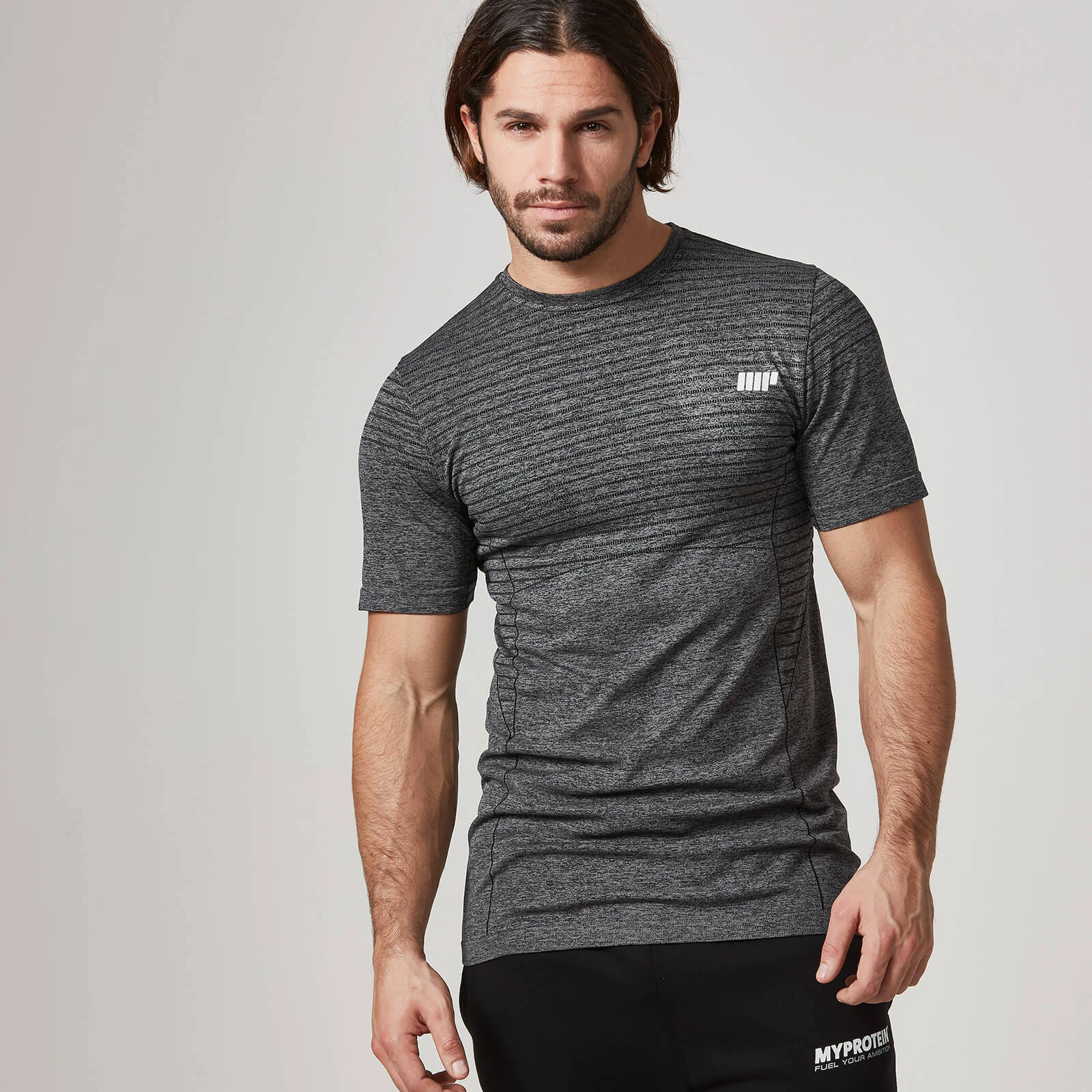 Męski T-shirt Seamless Myprotein – Black Marl - S - Czarny Obraz 1