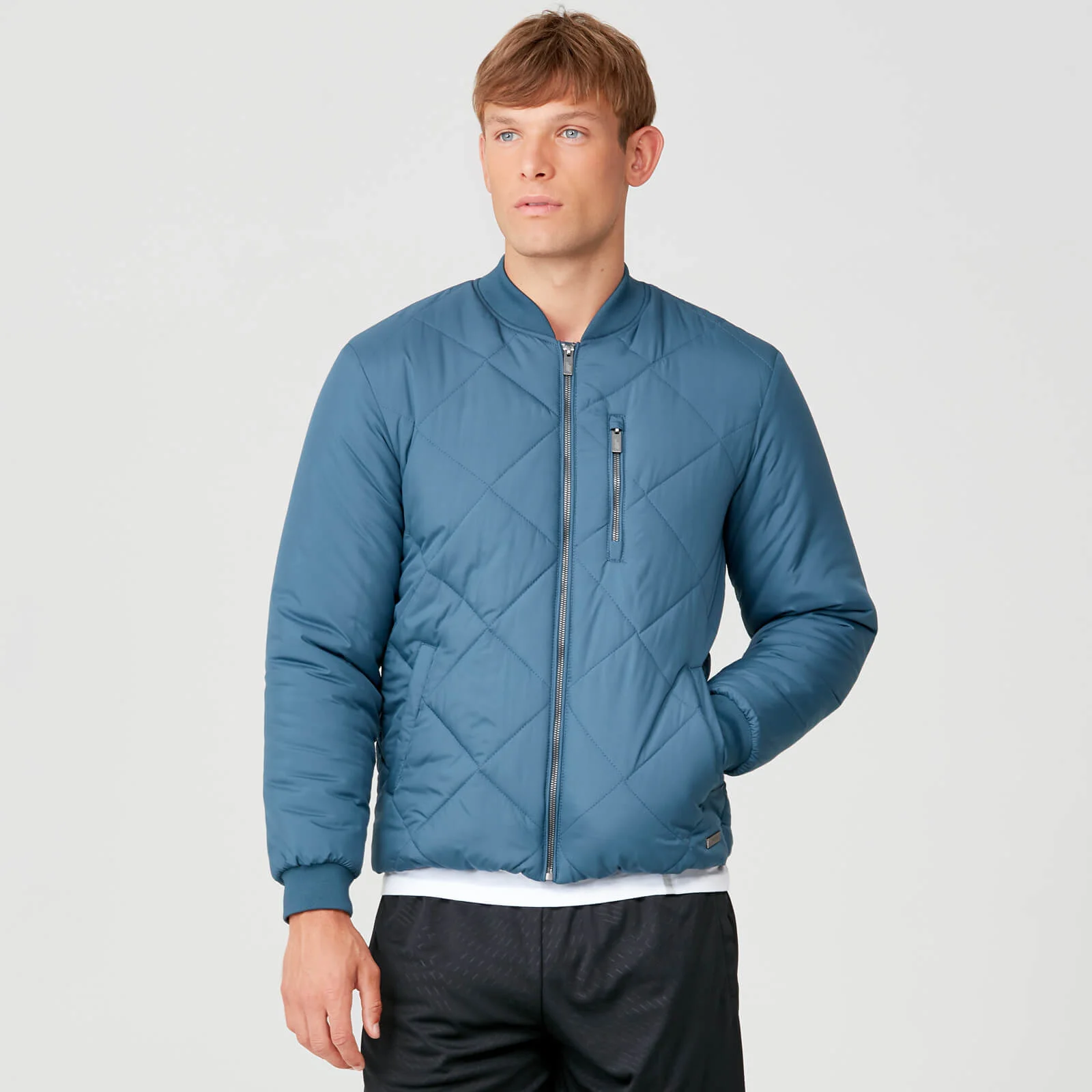 MP Men's Pro-Tech Quilted Bomber Jacket - Petrol Blue - XS Obraz 1