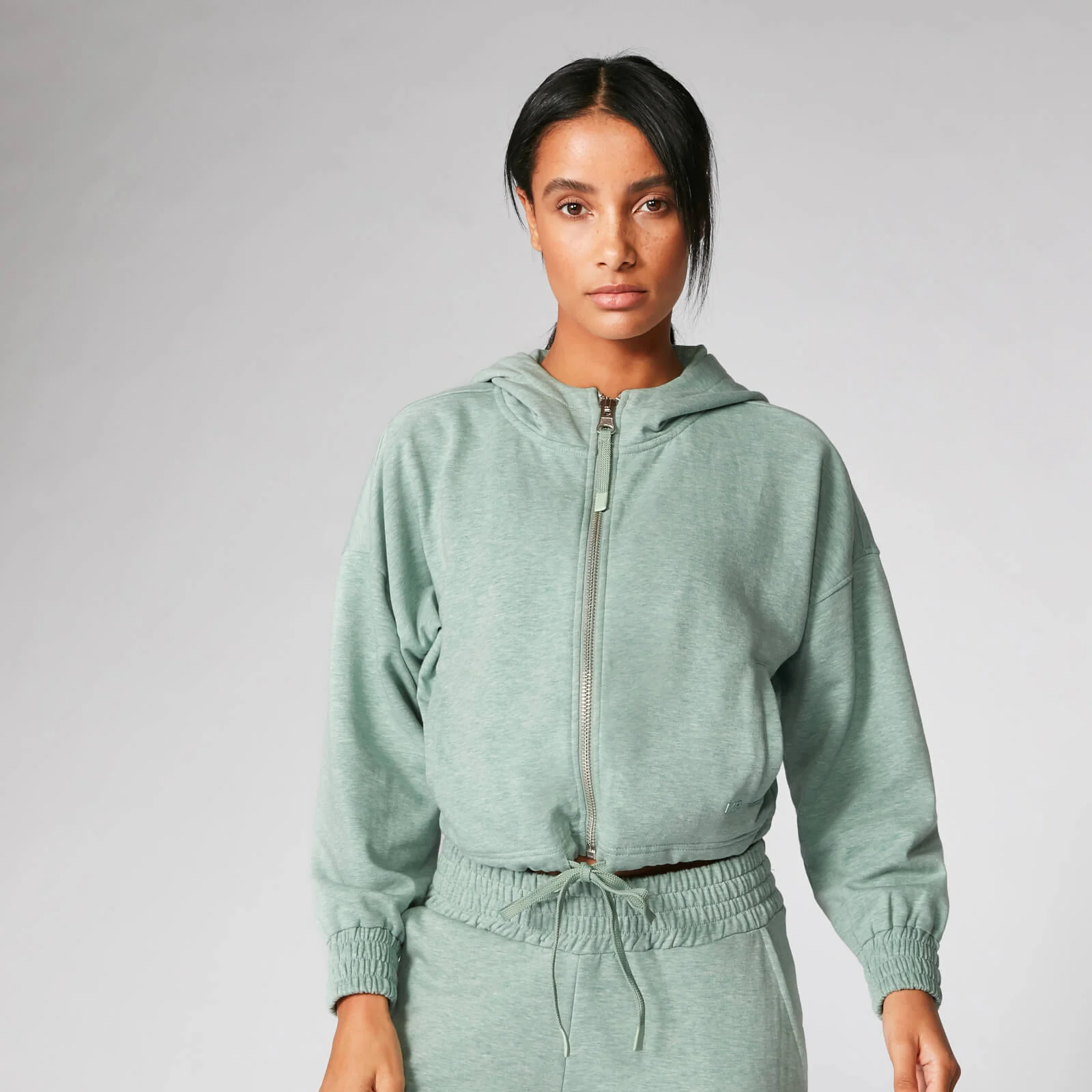Krótka Bluza z Kapturem z Kolekcji Revive - Seafoam Marl - XS Obraz 1