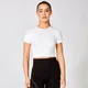 Bezszwowy Crop Top Shape z krótkim rękawem - Biały