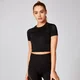 Bezszwowy Crop Top Shape z krótkim rękawem - Czarny