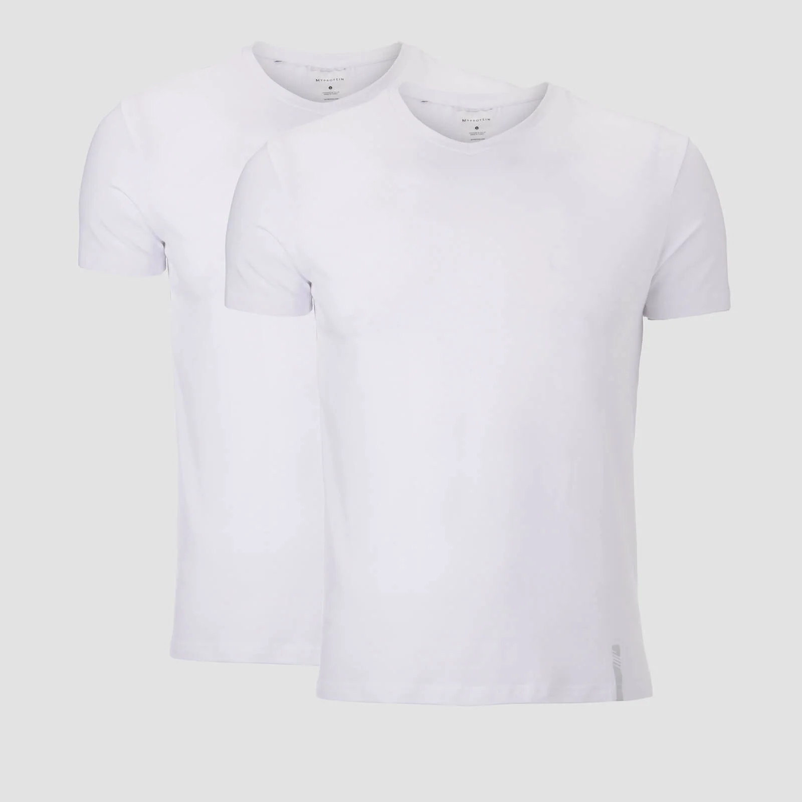 Męski klasyczny T-shirt premium z dekoltem w serek MP – biały/biały (dwupak) - XS Obraz 1