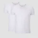 Męski klasyczny T-shirt premium z dekoltem w serek MP – biały/biały (dwupak)