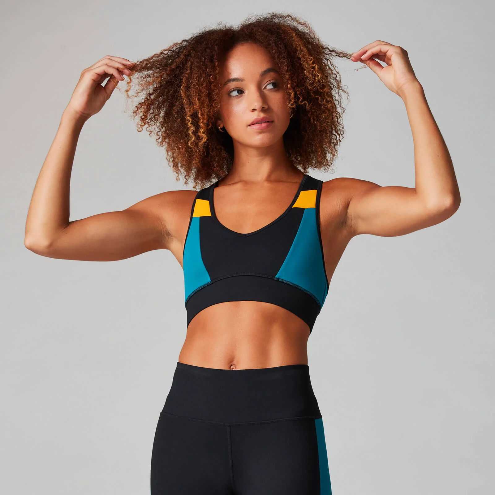 Stanik Sportowy Power Colour Block - Czarny/Danger - XS Obraz 1
