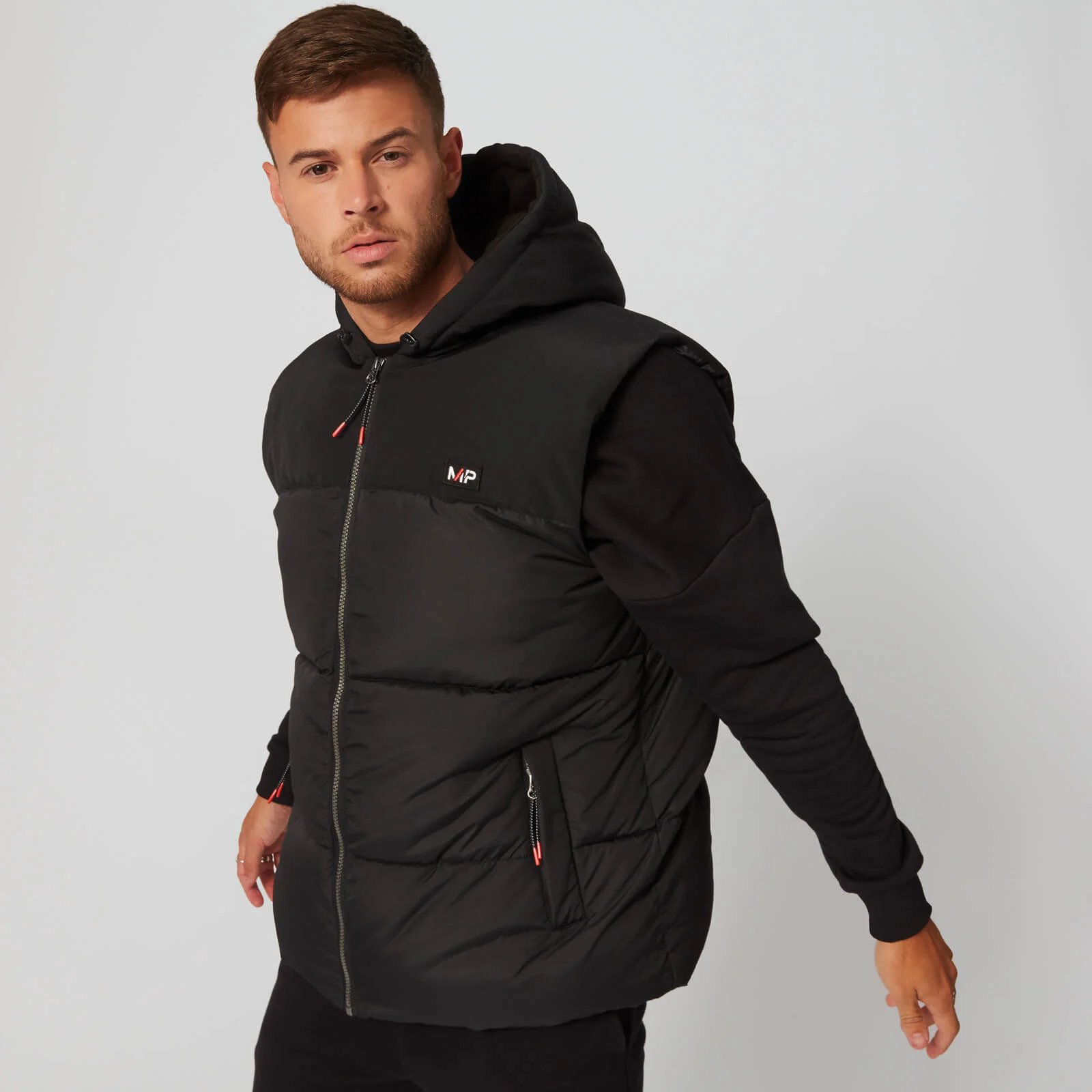 MP Men's Fabric Mix Puffer Gilet - Black - XS Obraz 1