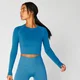Bezszwowy Crop Top Shape - Niebieski
