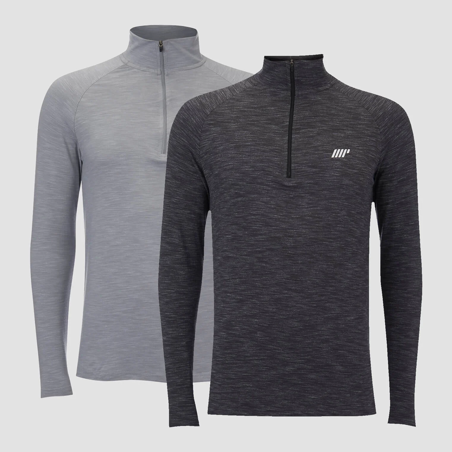2 Pak Koszulek Performance z Zamkiem 1/4 - Charcoal Marl/Grey Marl - XS Obraz 1