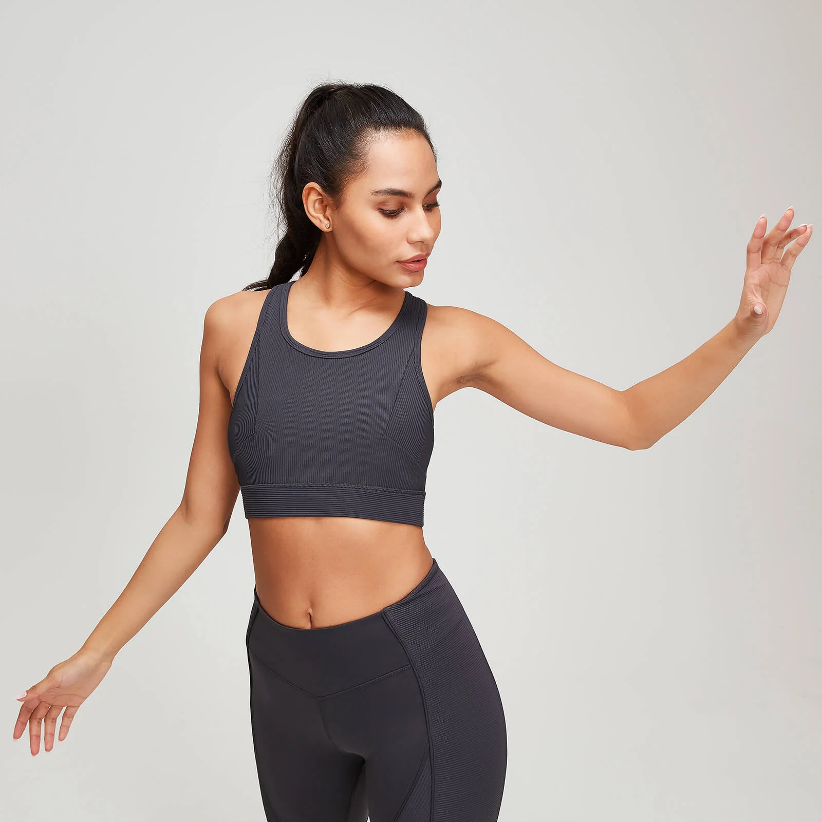 MP Women's Textured Training Sports Bra - Slate - XS Obraz 1