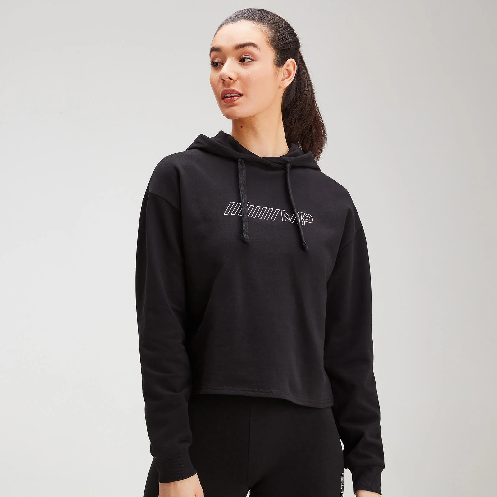 MP Women's Outline Graphic Hoodie - Black - XXS Obraz 1