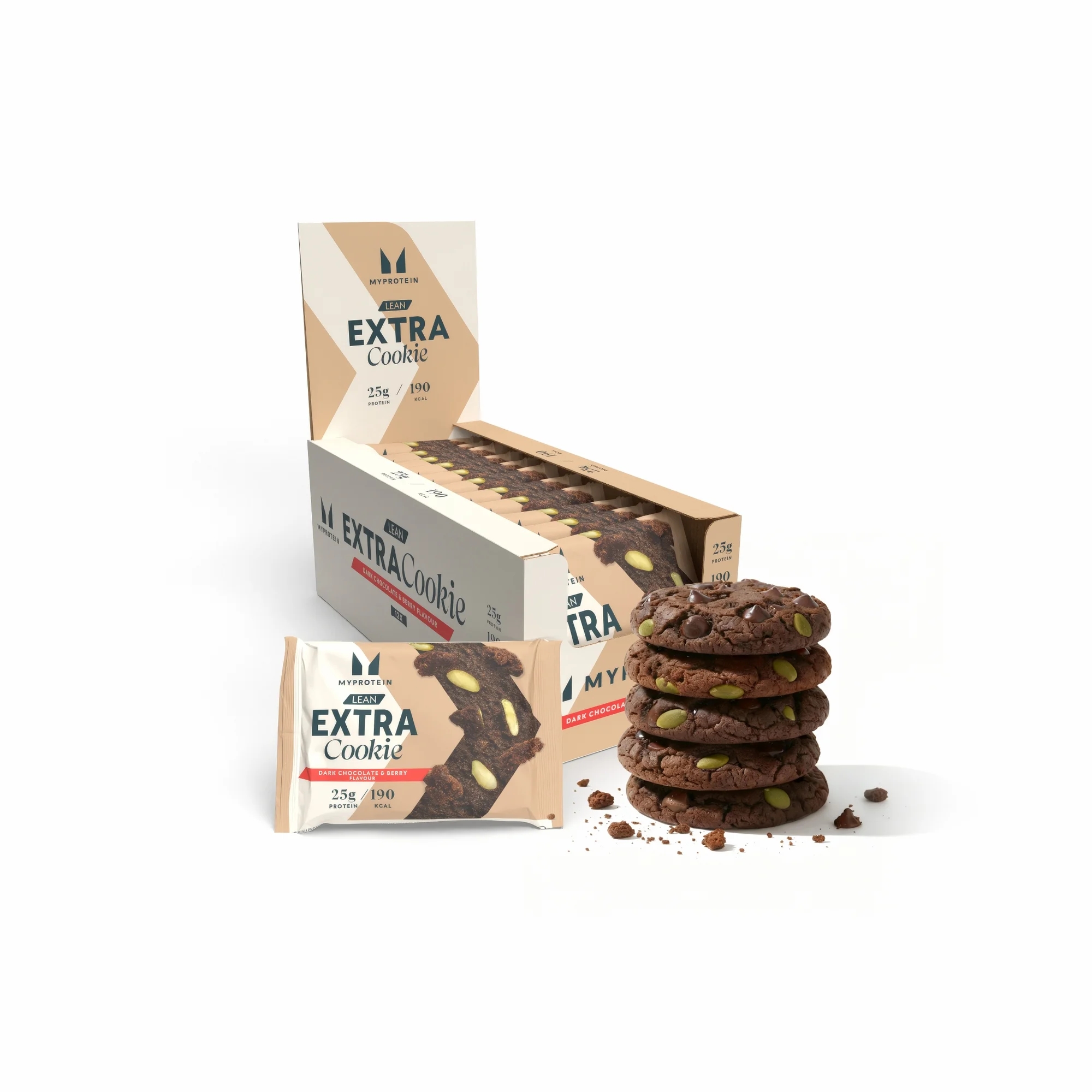 Białkowe Ciasteczko - 12 x 50g - Dark Chocolate and Berry (lean) Obraz 1