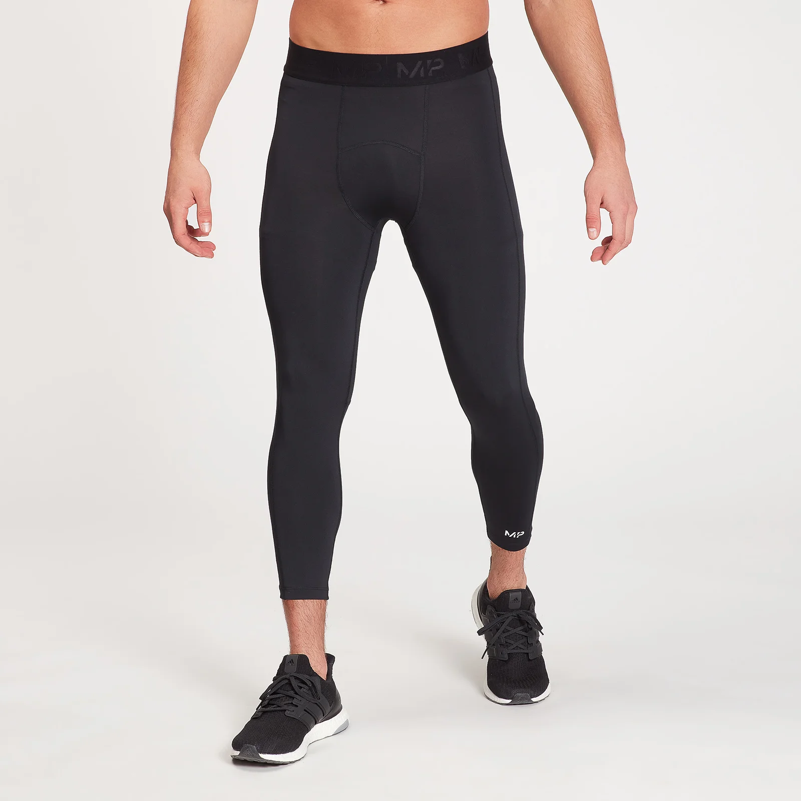 Męskie legginsy treningowe 3/4 typu Baselayer z kolekcji MP – czarne - XS Obraz 1