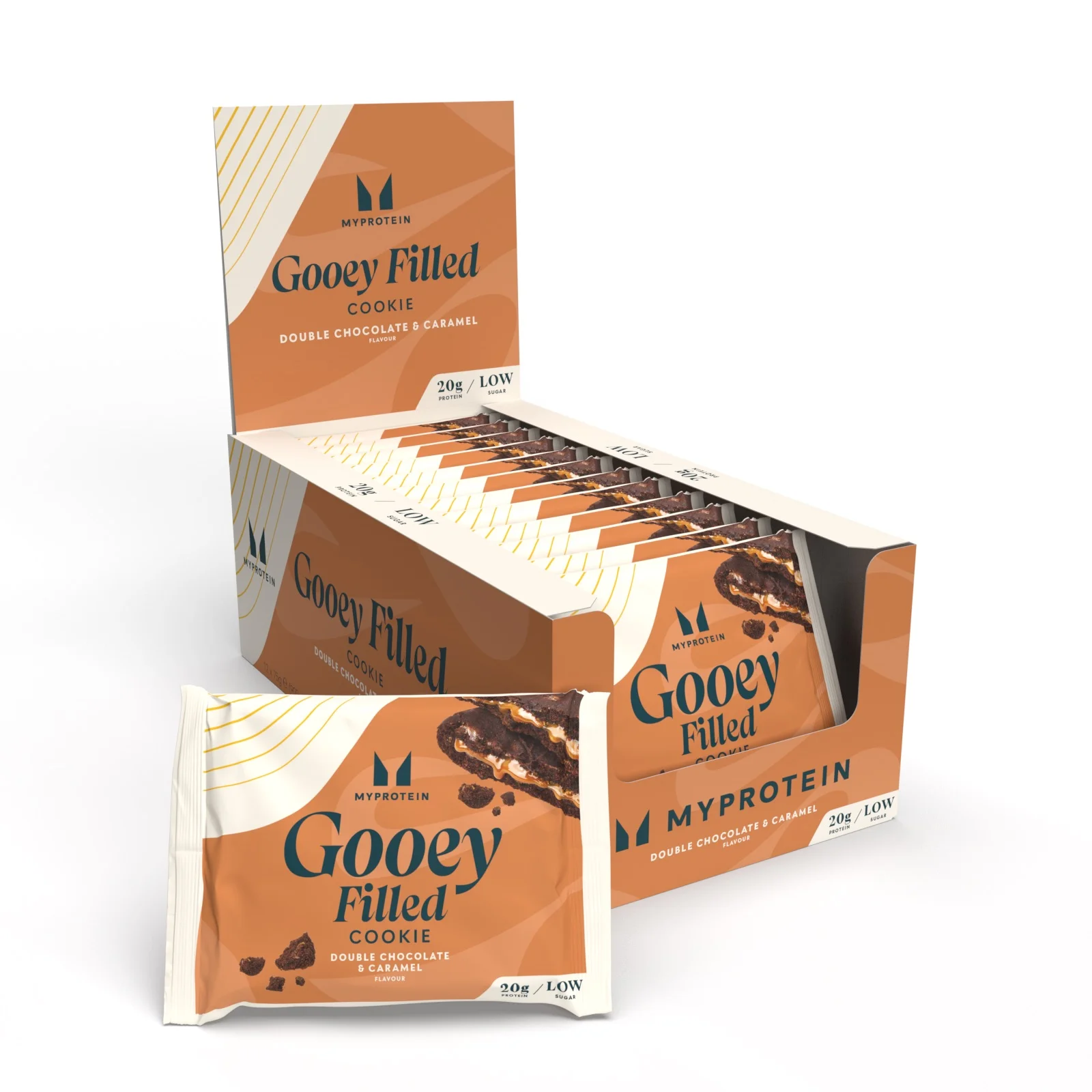 Białkowe Pieczone Ciasteczko - 12 x 75g - Double Chocolate and Caramel (Gooey Filled) Obraz 1