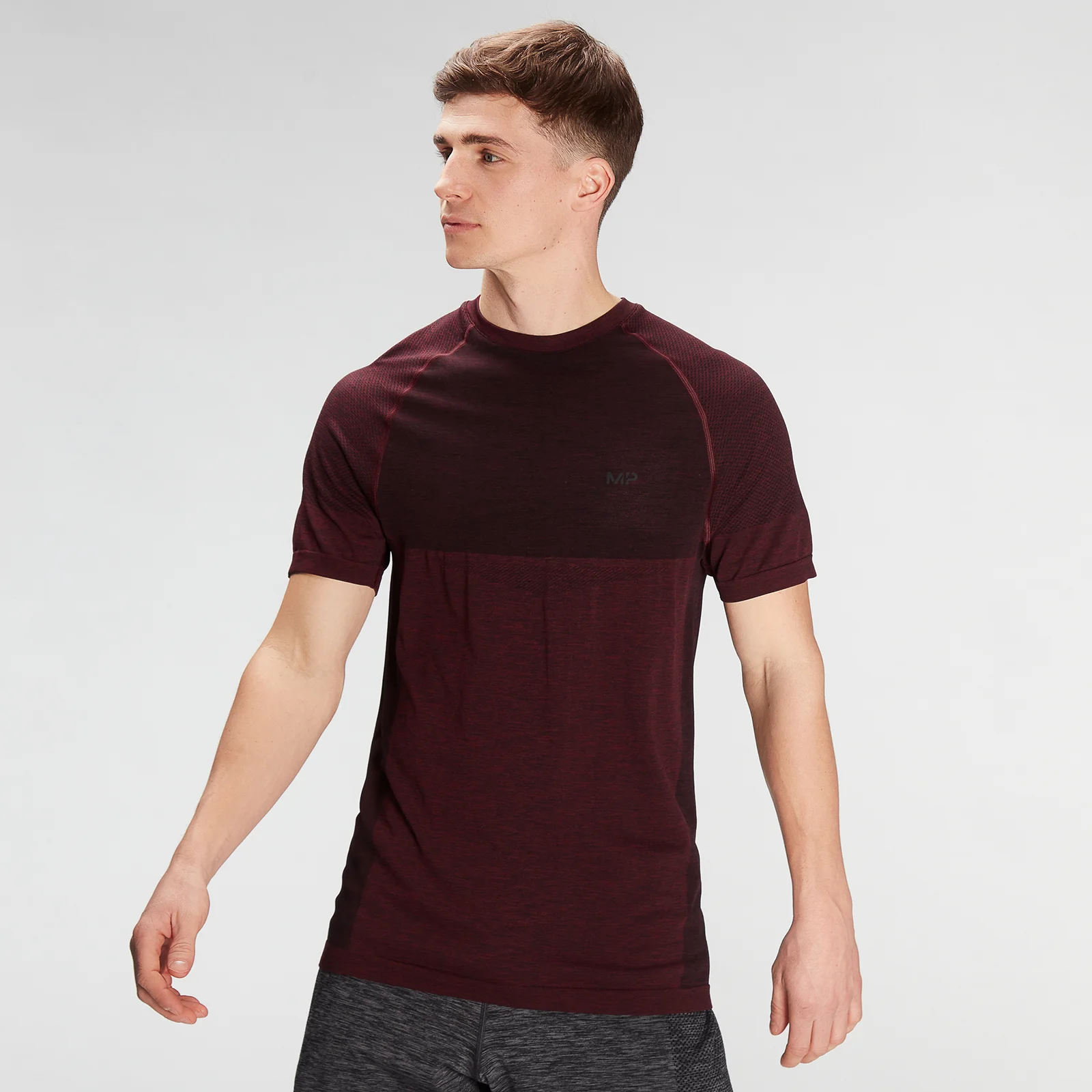 Męski T-shirt bezszwowy z krótkim rękawem z kolekcji Essentials MP – Washed Oxblood Marl - XXS Obraz 1