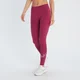 Damskie legginsy treningowe z nadrukiem z kolekcji Essentials MP – śliwka
