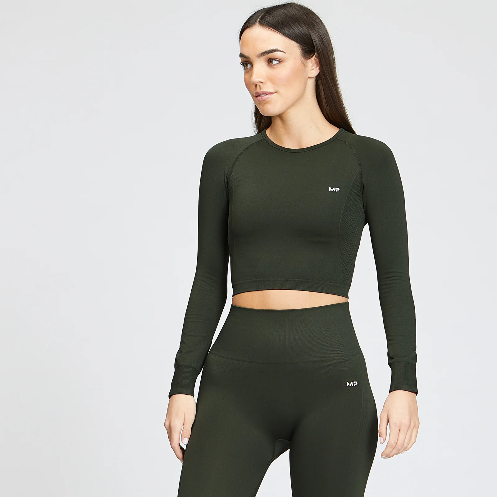MP Women's Shape Seamless Long Sleeve Crop Top - Vine Leaf - XXS Obraz 1