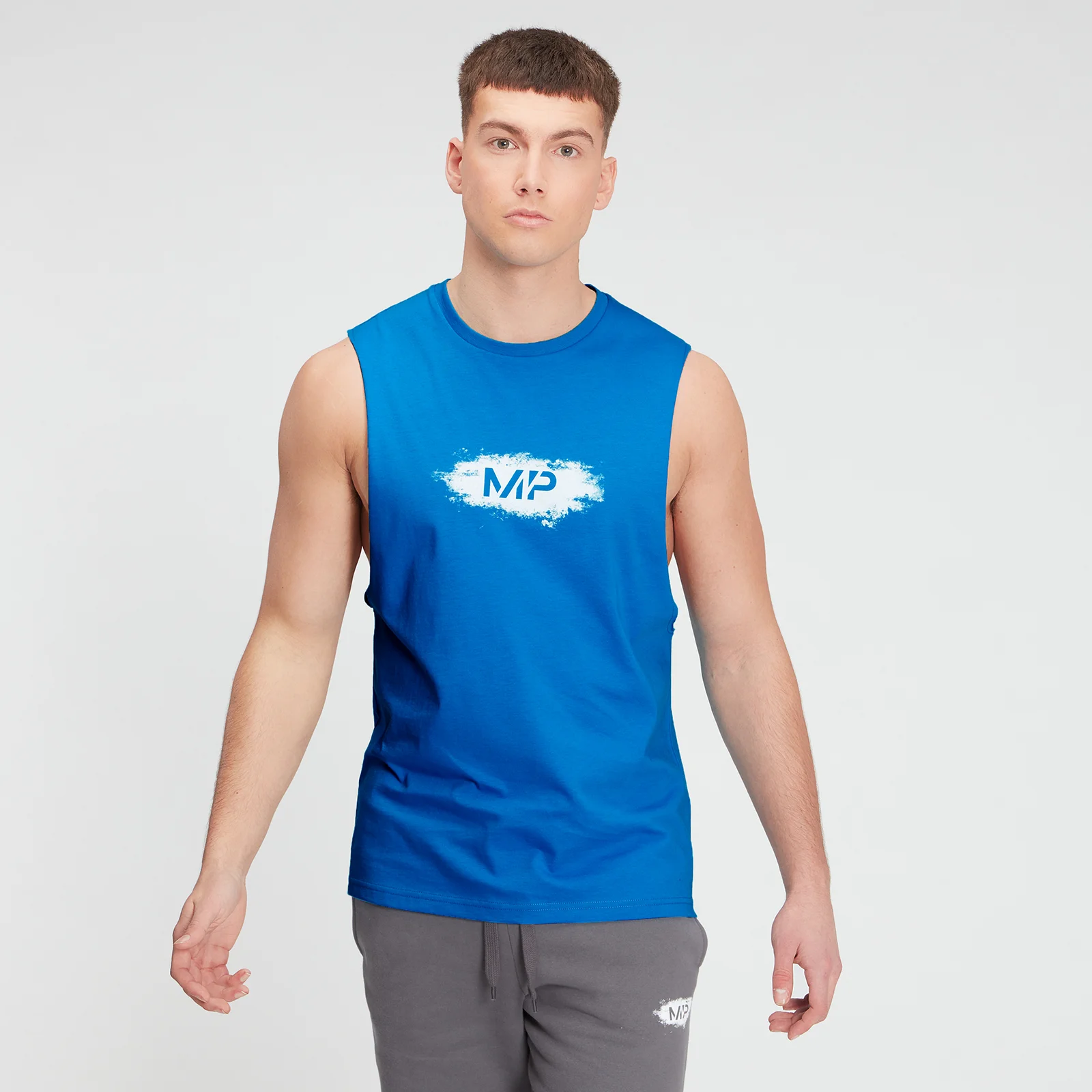 MP Men's Chalk Graphic Tank Top - Aqua - XXS Obraz 1