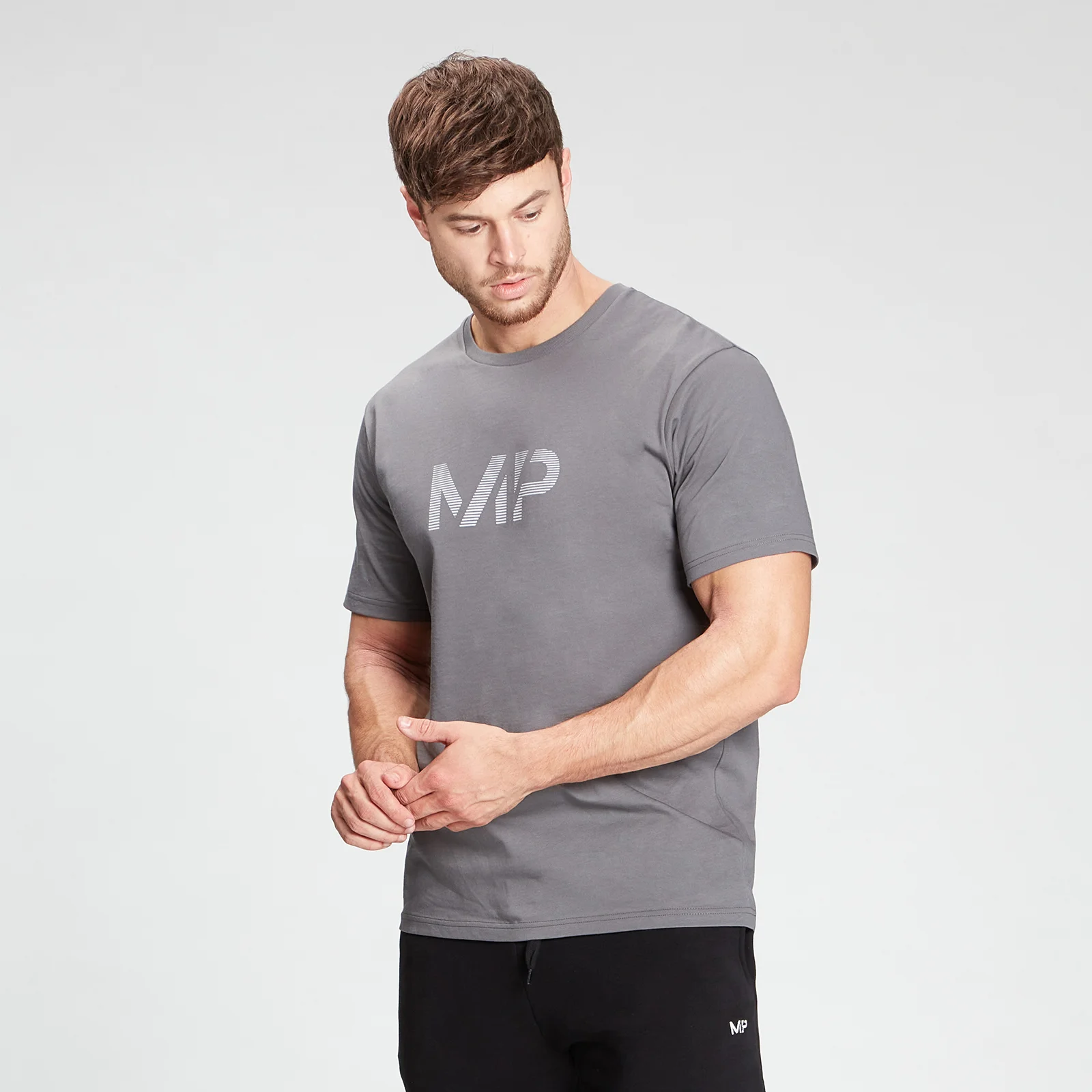 MP Men's Gradient Line Graphic Short Sleeve T-Shirt - Carbon - XXS Obraz 1