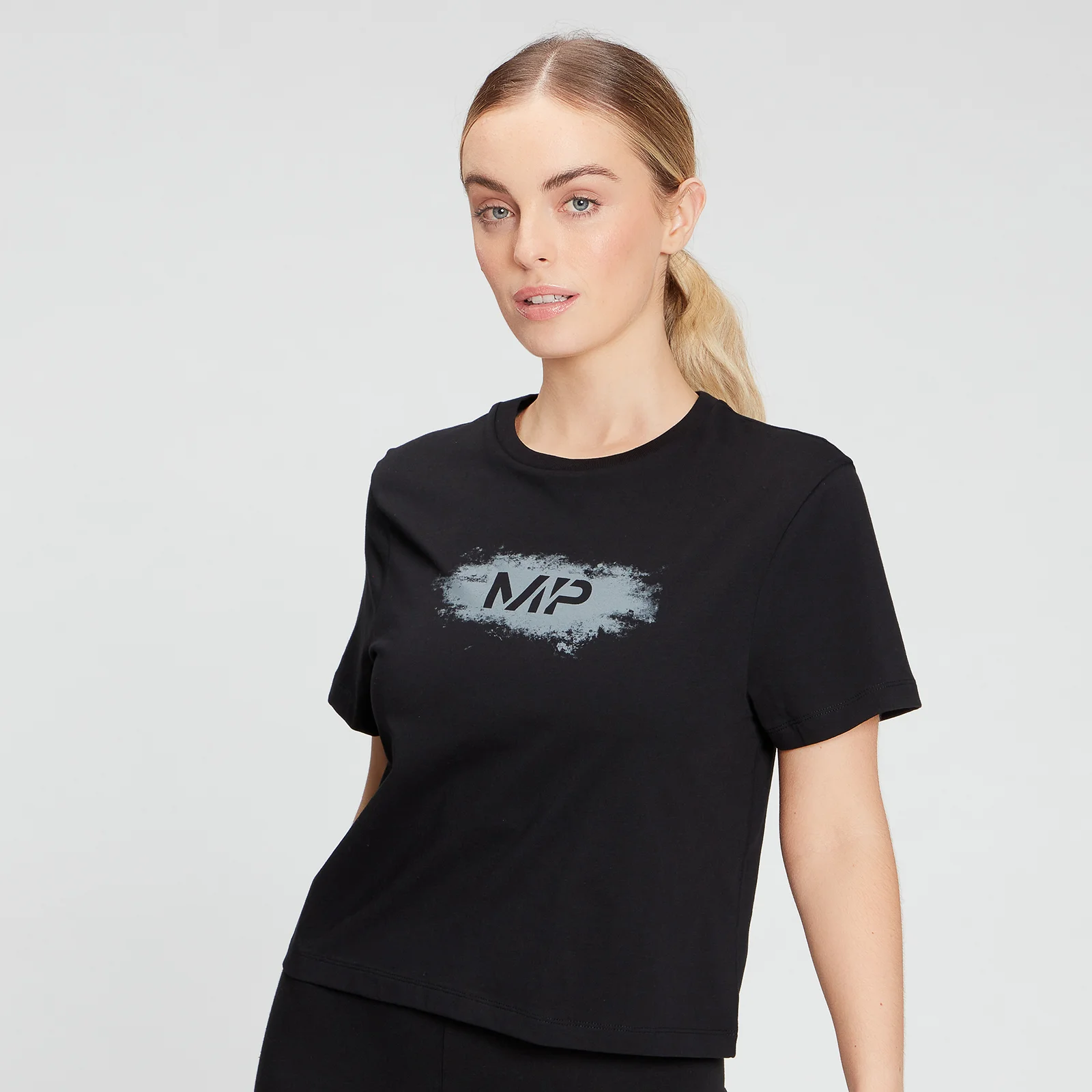 MP Women's Chalk Graphic Crop T-Shirt - Black - XXS Obraz 1