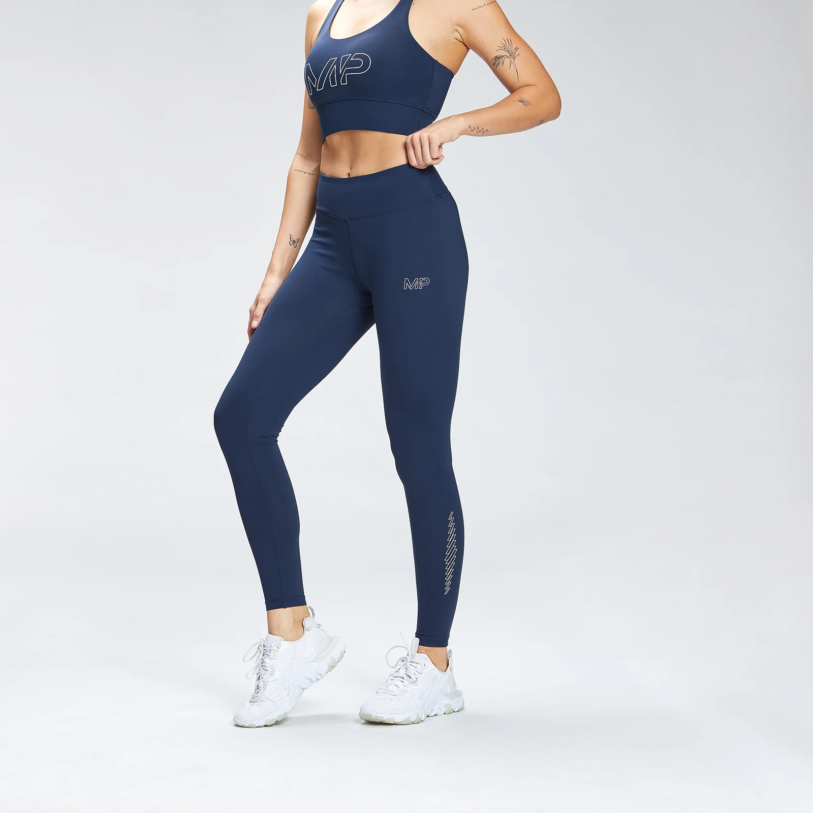 Damskie legginsy treningowe z kolekcji MP Repeat Graphic – Petrol Blue - XXS Obraz 1
