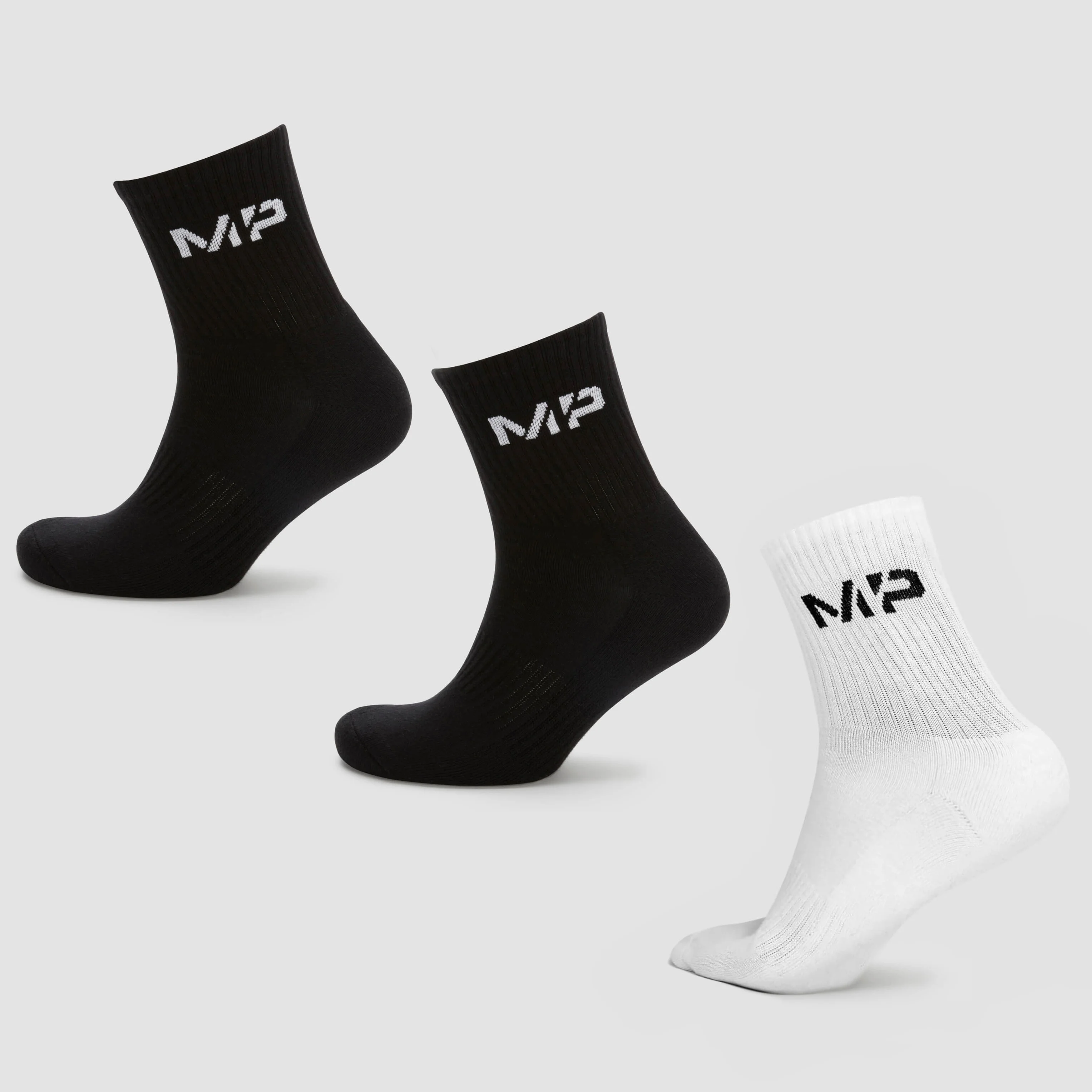 MP Women's Crew Socks (3 Pack) - Black/White - UK 3-6 Obraz 1