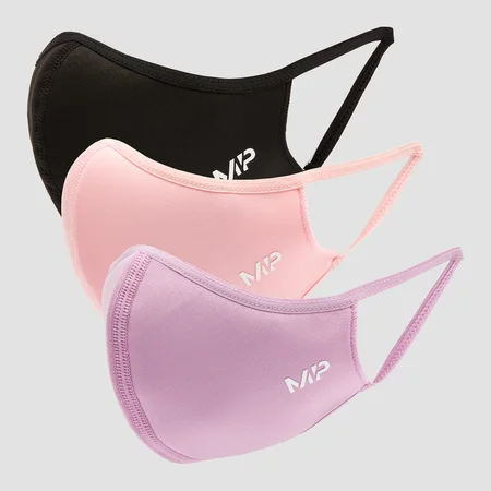 Maska ochronna na twarz z kolekcji Curve MP (trójpak) – czarna / Geranium Pink / lila