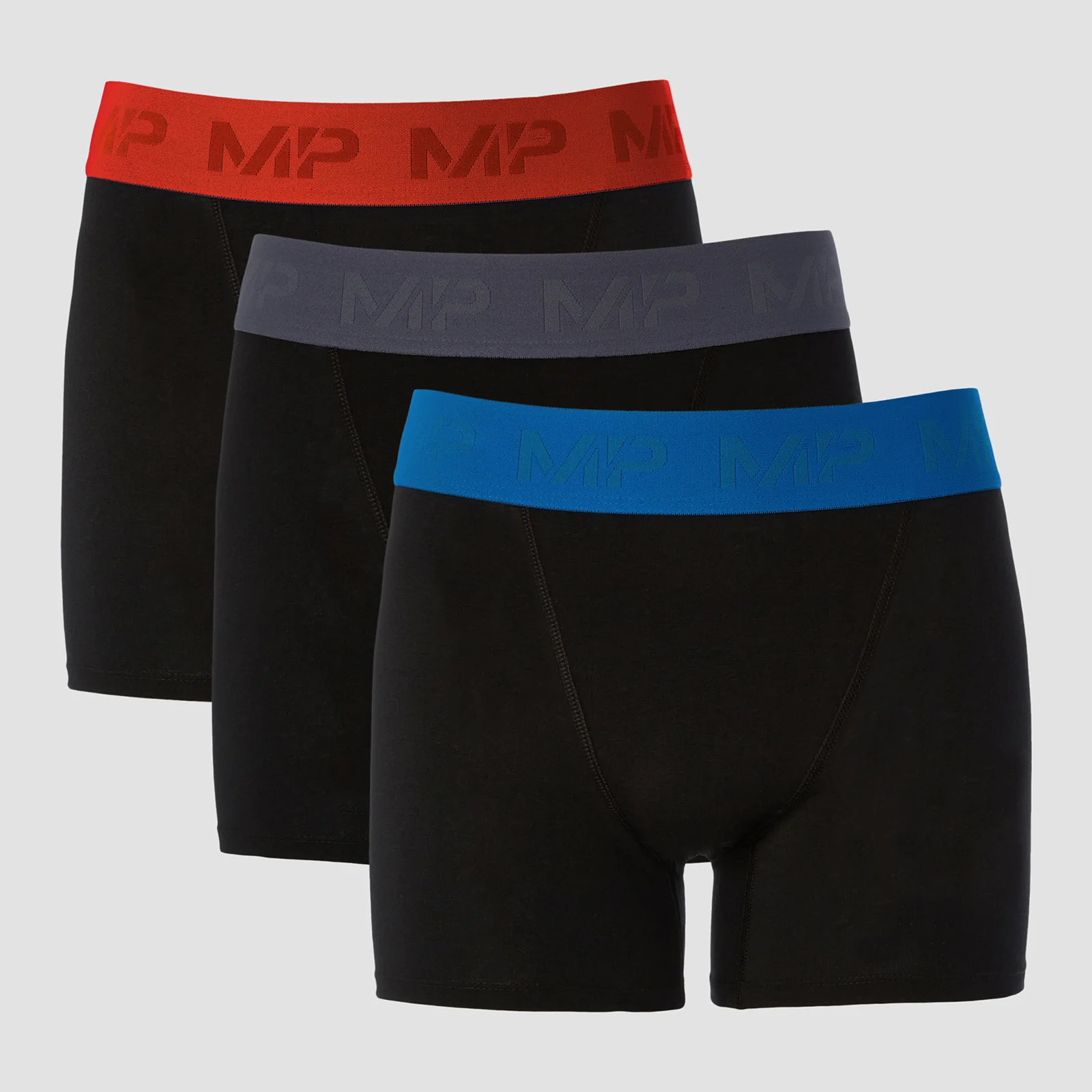 MP Men's Coloured Waistband Boxers (3 Pack) - Black/Graphite/True Blue/Fire - XXS Obraz 1
