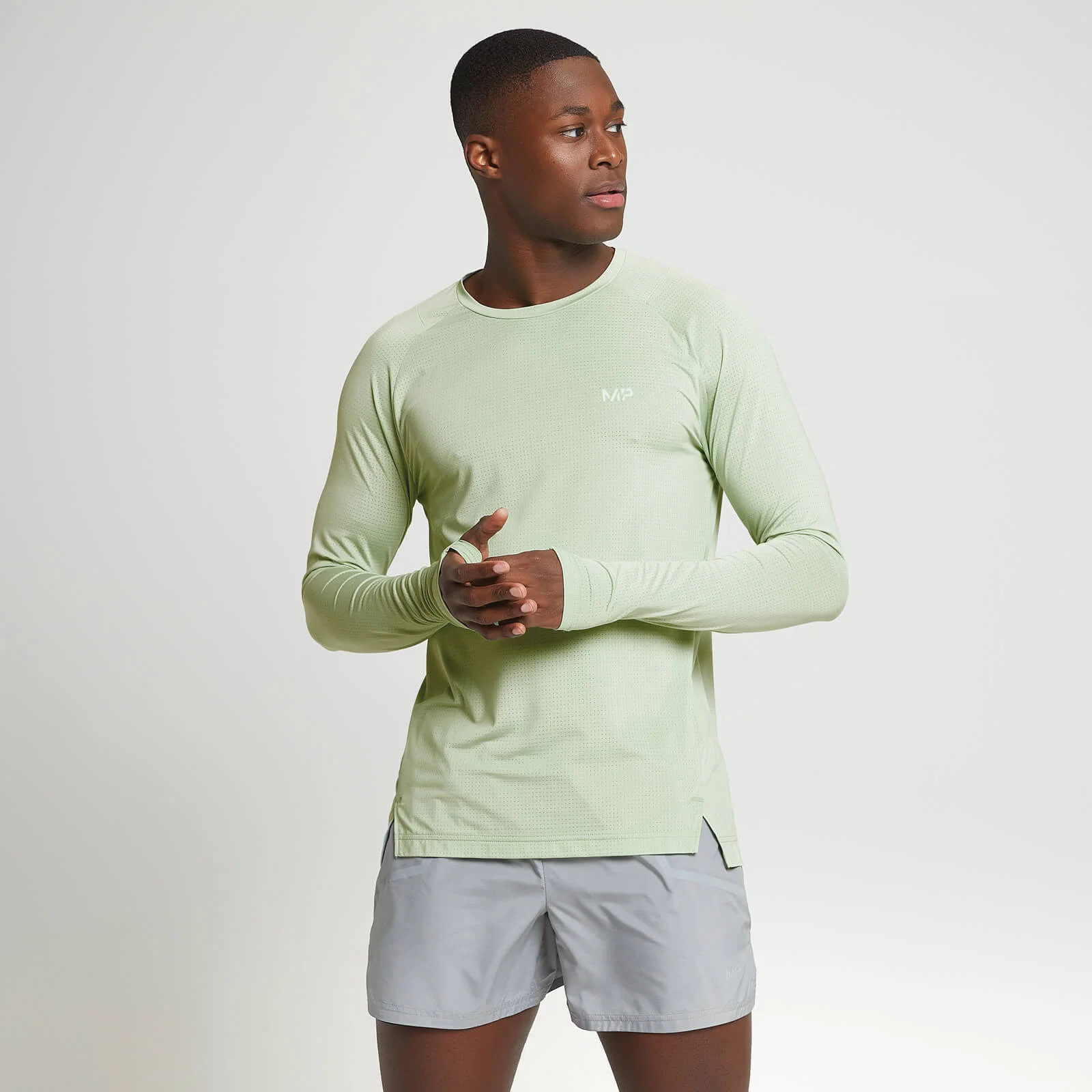 Męski T-shirt z długim rękawem z kolekcji Velocity MP – Frost Green - XXS Obraz 1