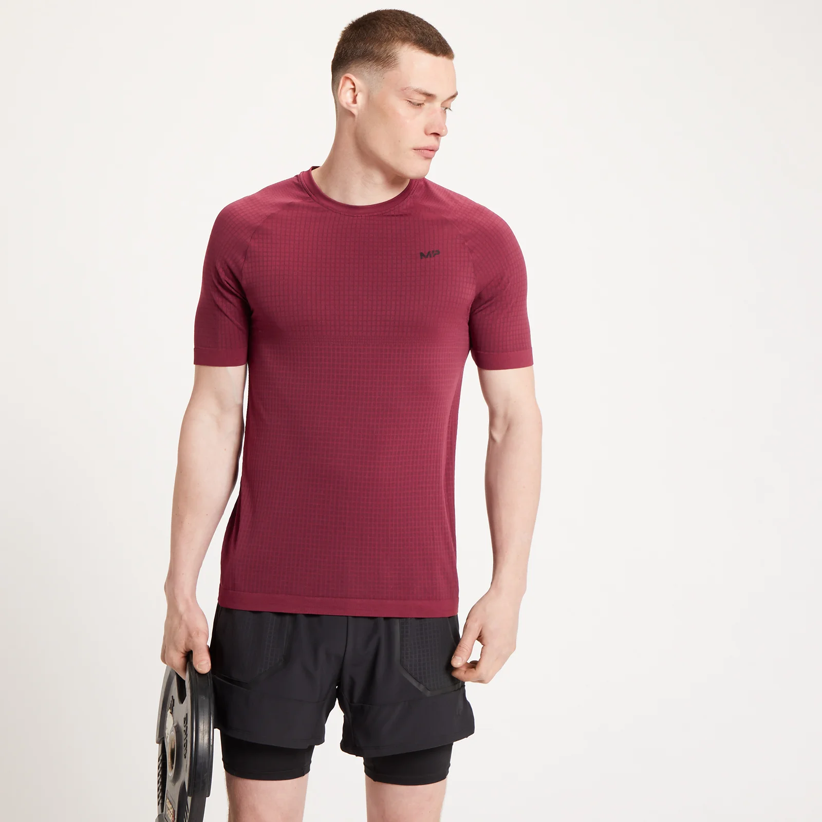 Męski bezszwowy T-shirt z krótkim rękawem z kolekcji Tempo MP – Merlot - XXS Obraz 1