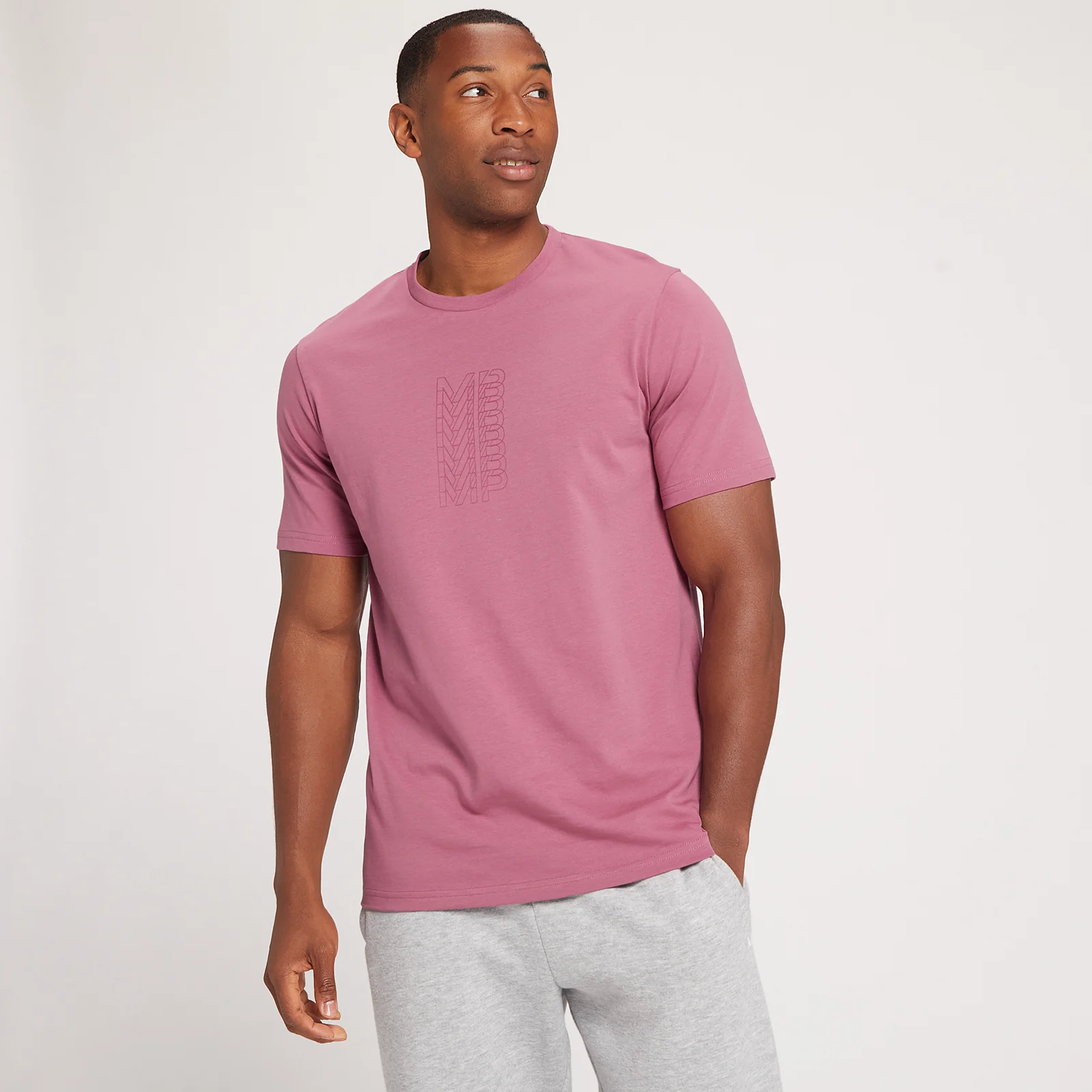 Męski T-shirt treningowy z krótkim rękawem i grafiką z kolekcji MP – Mauve - XXS Obraz 1