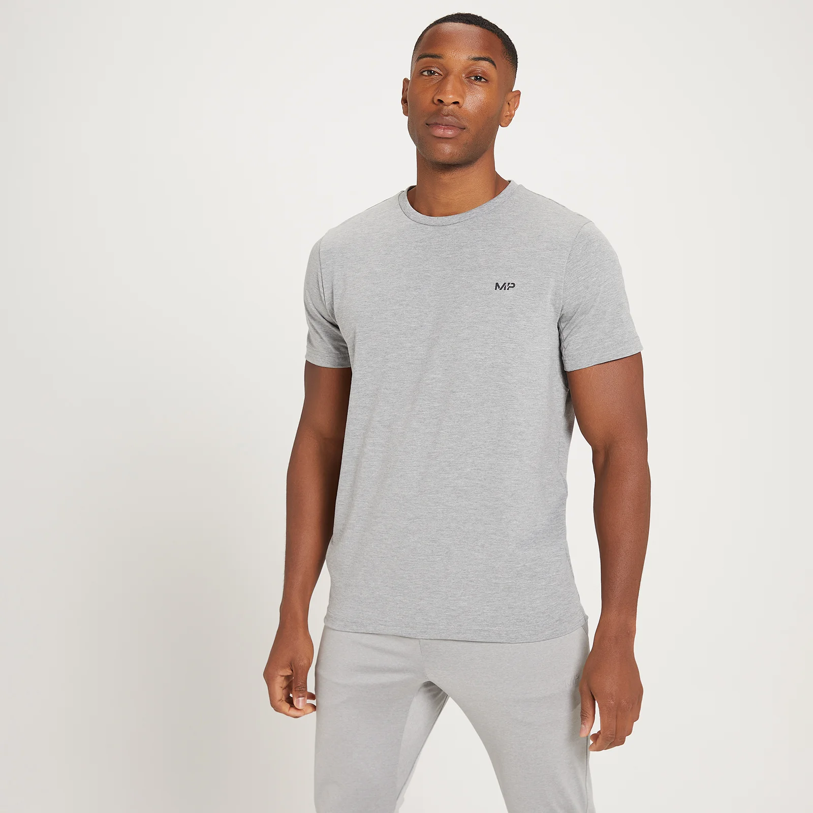 Męski T-shirt z krótkimi rękawami z kolekcji MP Adapt Drirelease Grit Print – Storm Grey Marl - XXS Obraz 1