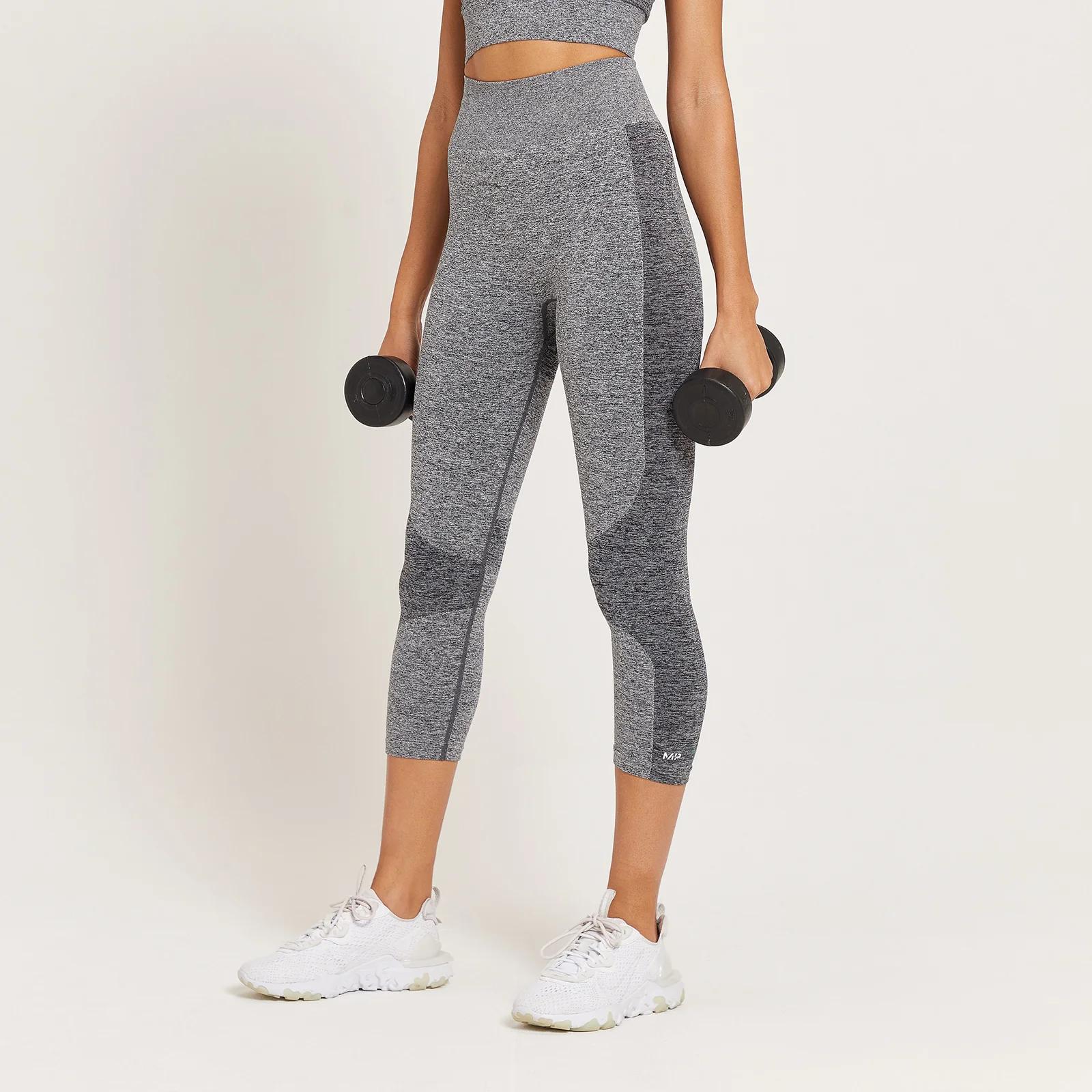 Damskie legginsy ¾ z wysokim stanem z kolekcji Curve MP – Grey Marl - XXS Obraz 1