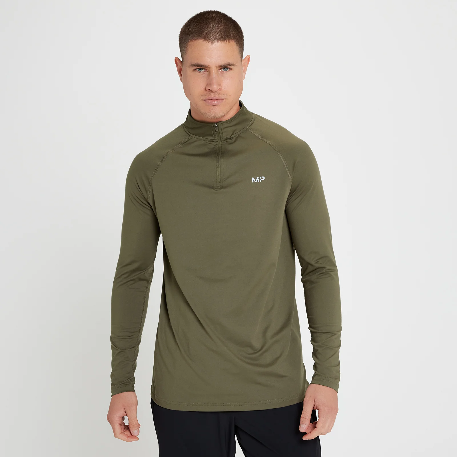 Męska bluza z suwakiem 1/4 z kolekcji Velocity MP – Army Green - XXS Obraz 1