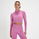 Damska krótka koszulka bezszwowa z suwakiem 1/4 z kolekcji Tempo MP – Blossom Pink Zebra