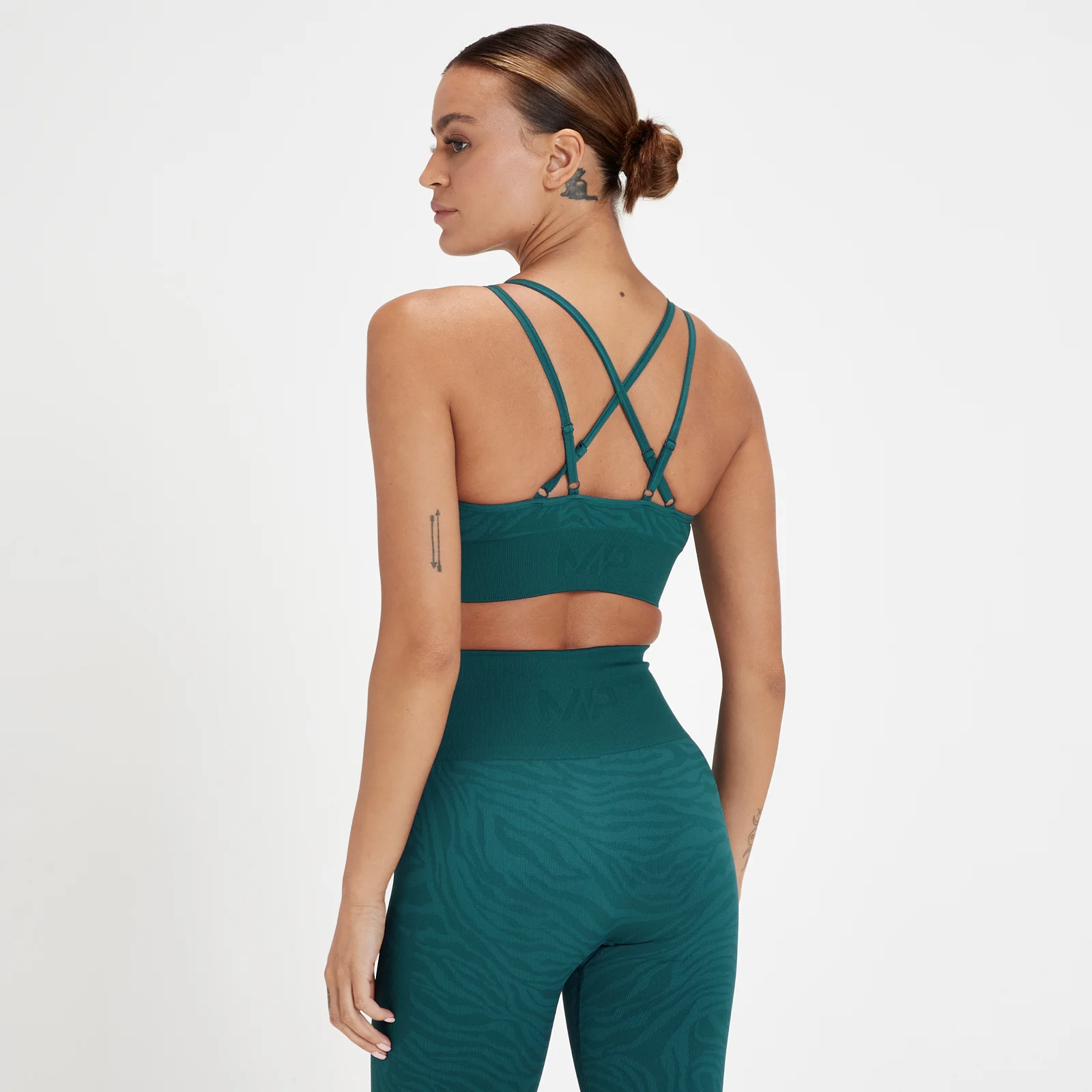 Damski sportowy stanik bezszwowy z kolekcji Tempo MP – Deep Marine Blue Zebra - XXS Obraz 1