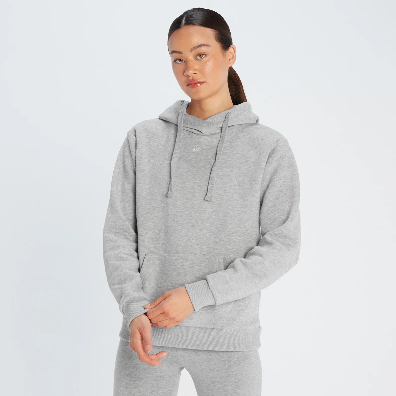 Damska bluza z kapturem z kieszenią kangurką z kolekcji Essentials MP – Grey Marl - XXS Obraz 1
