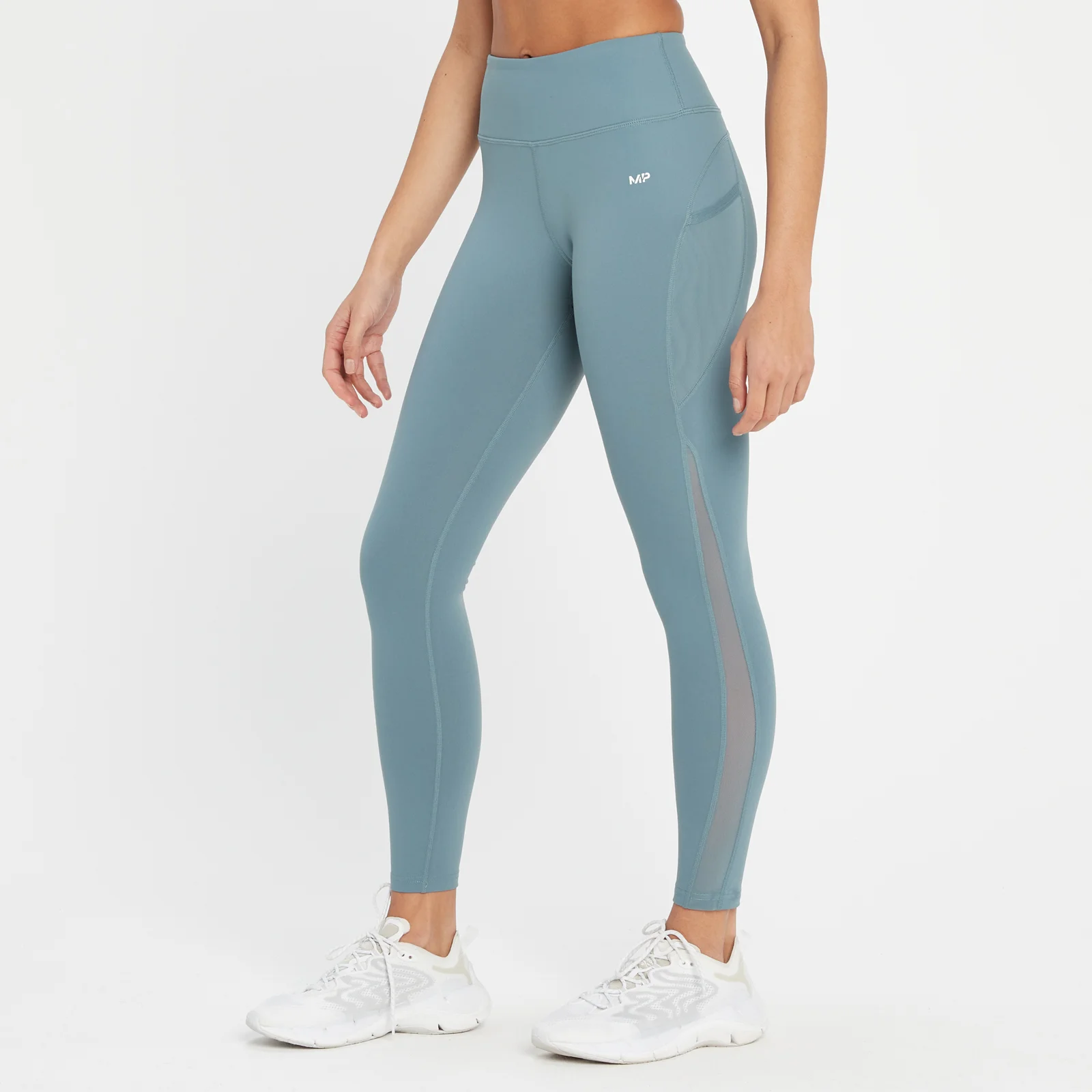 Damskie legginsy z siateczką z kolekcji Power MP – Pebble Blue - XXS Obraz 1
