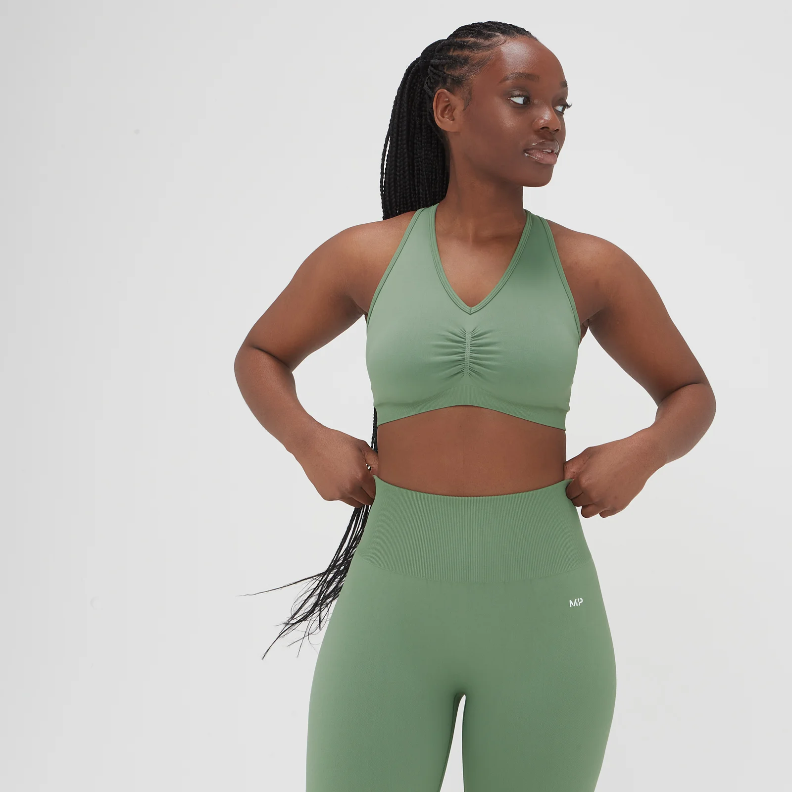 Damski stanik bezszwowy z efektem sprania z kolekcji MP – Washed Jade - XS Obraz 1