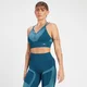 Damski bezszwowy stanik sportowy z marszczeniem z kolekcji Impact MP – Teal Blue
