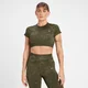Damska krótka koszulka bezszwowa ze wzorem z kolekcji Adapt MP – Olive Green