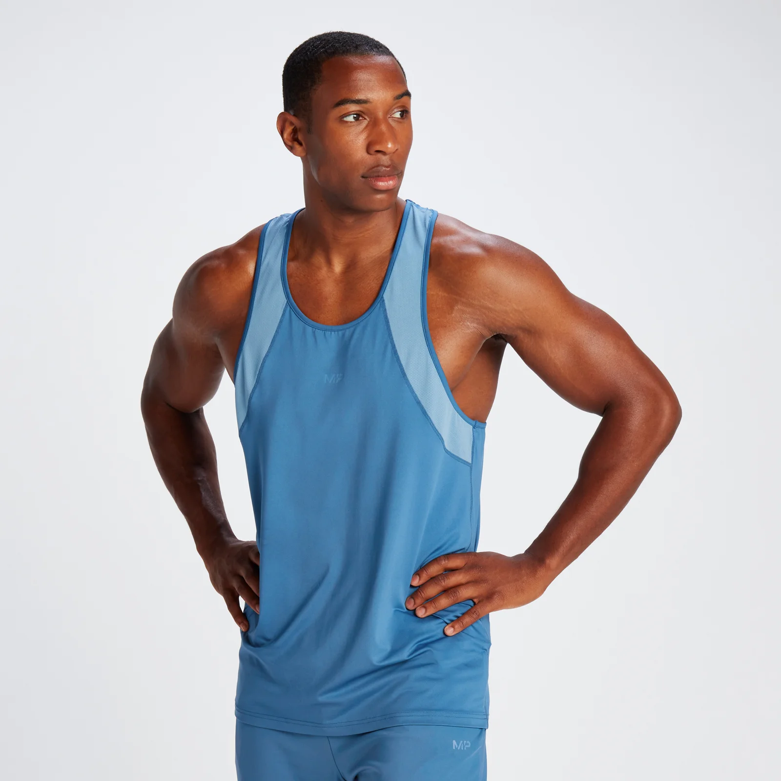 Męska podkoszulek bez rękawów typu stringer z kolekcji Tempo MP – Indigo Blue - XS Obraz 1