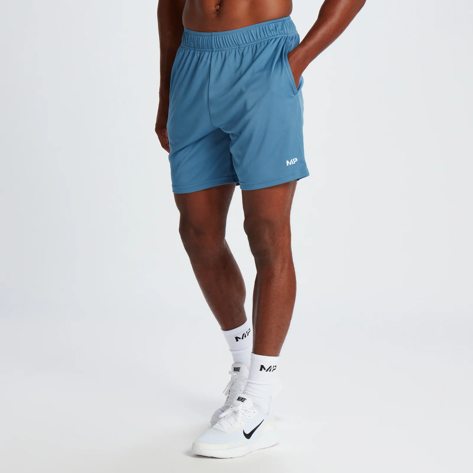 Lekkie męskie spodenki z dżerseju z kolekcji Training MP – Graphite Blue - XS Obraz 1