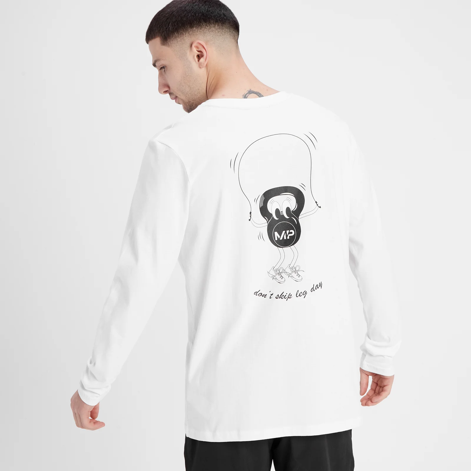 Męski T-shirt z długim rękawem z kolekcji Leg Day Graphic MP – biały - XS Obraz 1