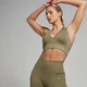 Damski bezszwowy stanik z dekoltem typu halter z kolekcji Tempo MP – Light Olive
