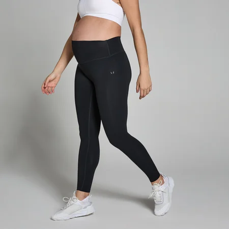 Damskie legginsy ciążowe ze średnim stanem z kolekcji Maternity MP – czarne