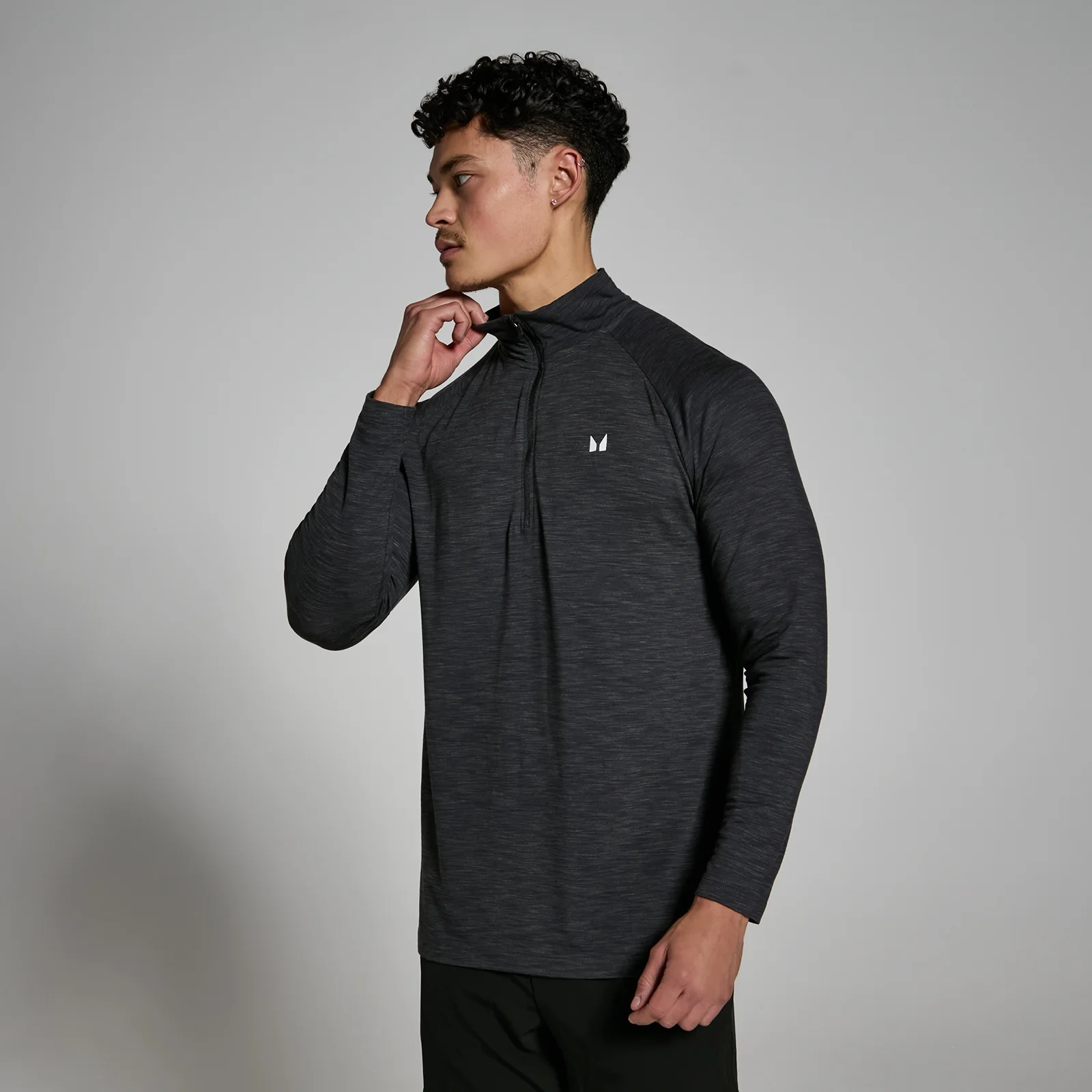 Męska koszulka z suwakiem 1/4 z kolekcji Performance MP – Black Marl - L Obraz 1