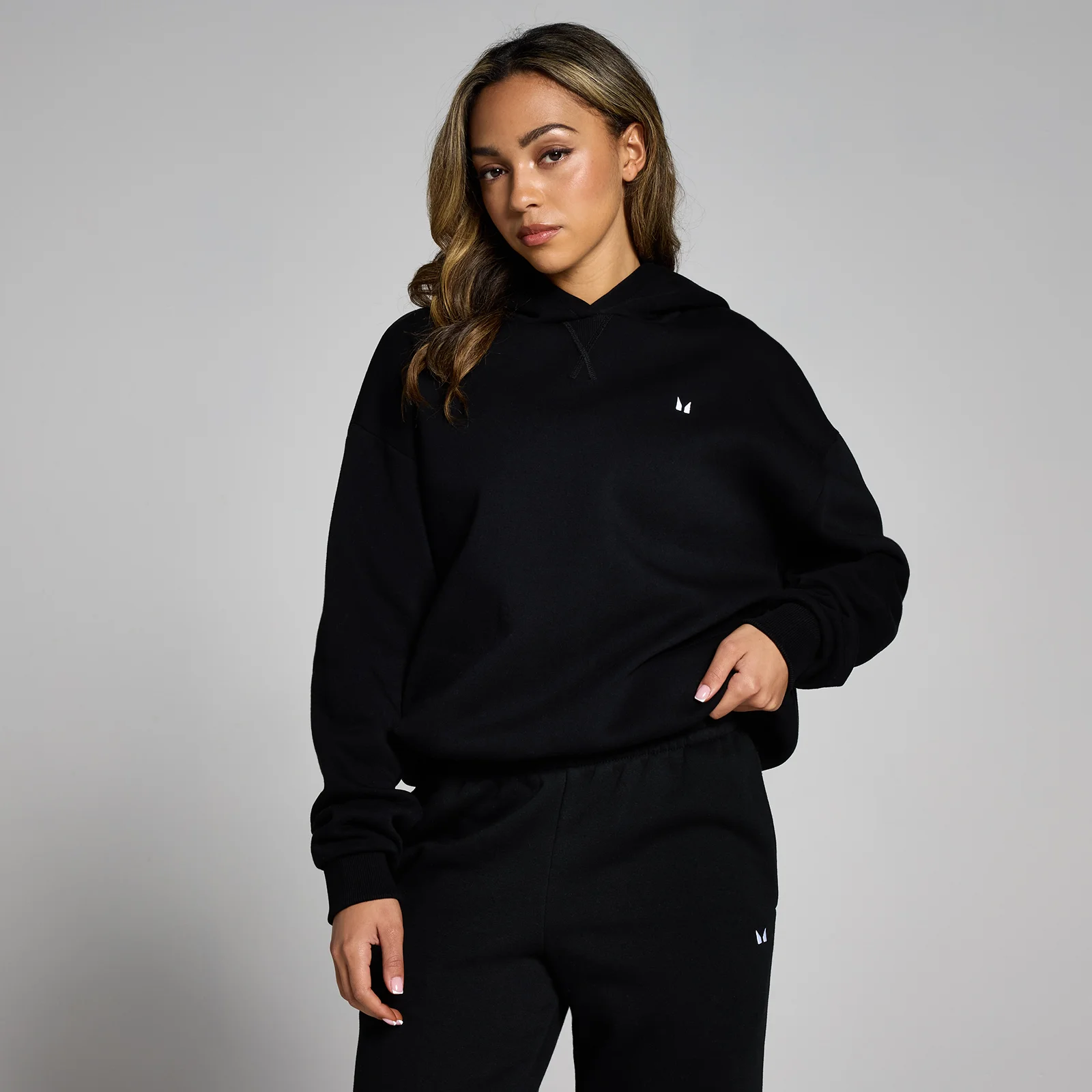 Damska bluza oversize z kapturem z kolekcji Basics MP – czarna - XXS Obraz 1