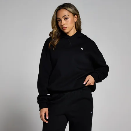 Damska bluza oversize z kapturem z kolekcji Basics MP – czarna