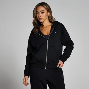 Damska bluza z kapturem i zapięciem na suwak z kolekcji Basics MP – czarna - Size XXS